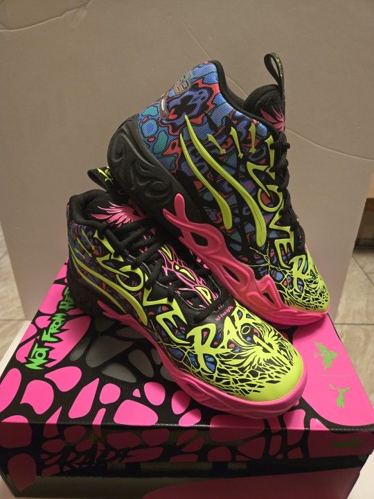 PUMA LAMELO BALL MB 04 HEEM BLACK LUMINOUS PINK SIZE 10 US  display picture 2