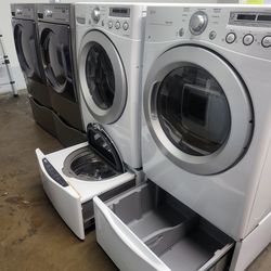 LG SET STEAM WASHER AND ELECTRIC DRYER WITH DOUBLE WASHER