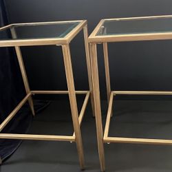 Pair Of GOLD glass End Tables. Price Is for BOTH!!