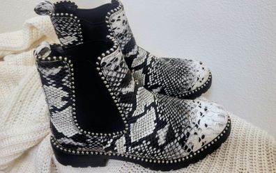 Chelsea snake skin studded boots