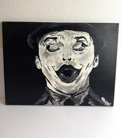 Vintage Joker Canvas Art Black White Comic Character Painting