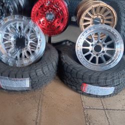 Super Sale Lockoffroad 17x9 6x135 6x139.7 Machine Wheels & 285-70-17 33" AMP R/T  TIRES FOR 6 LUG TRUCK SUV (WE FINANCE)