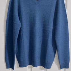 Club Room Men’s M Blue 100% Cashmere Sweater V-Neck Long Sleeve