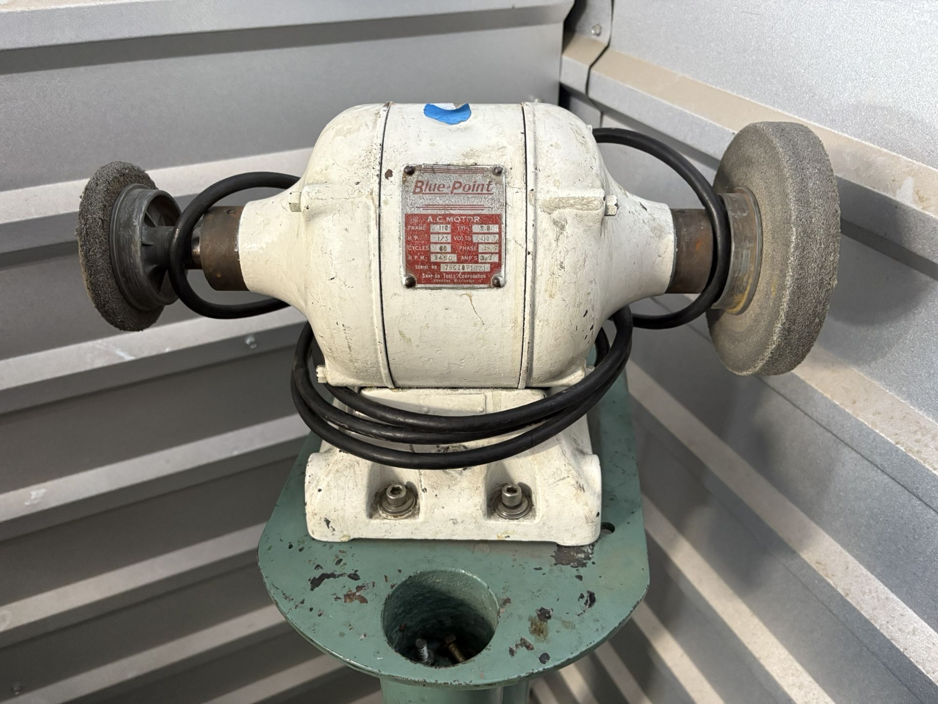 1/3 HP Bench Grinder On Pedestal Blue Point