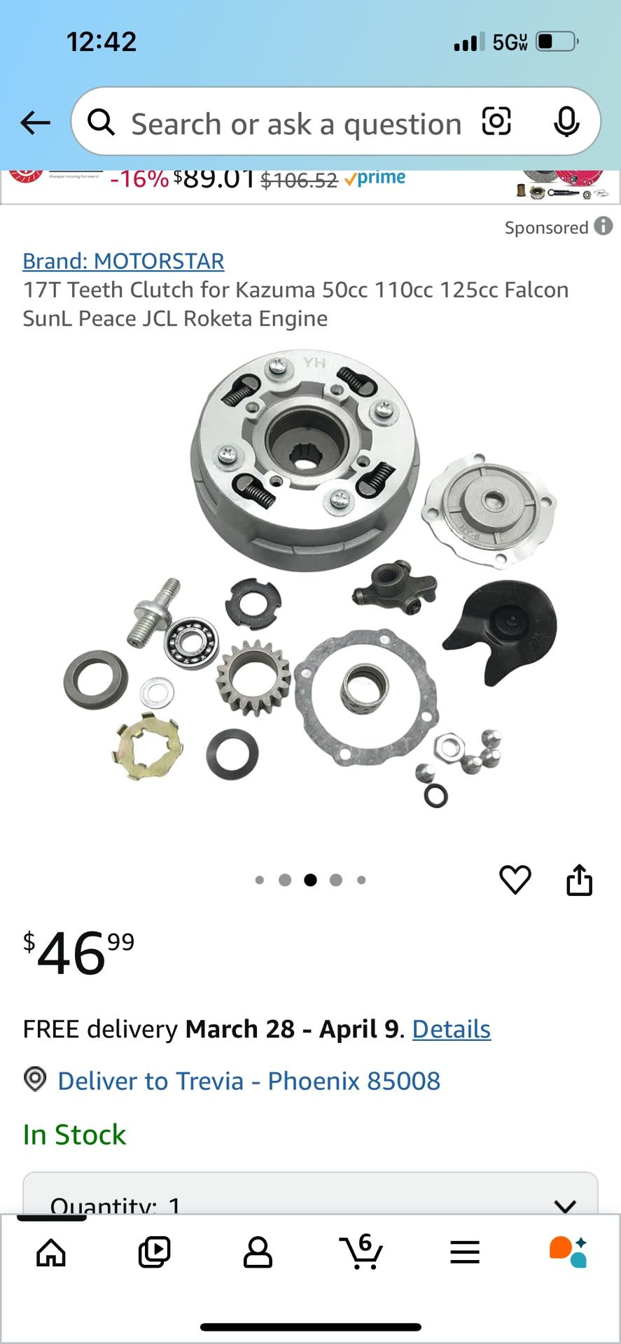 Clutch Assembly 17 Teeth Fit For Auto 50cc-125cc Engine Dirt Bikes ATV Go-Kart Taotao Kazuma