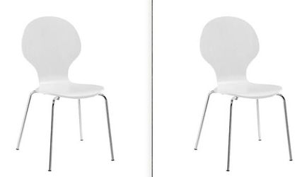 Two White Novogratz Shell Bentwood Chairs