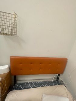 Orange Faux Leather Tufted Headboard