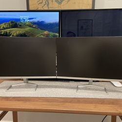 Home Office Setup (monitors, keyboard, mouse, cables)