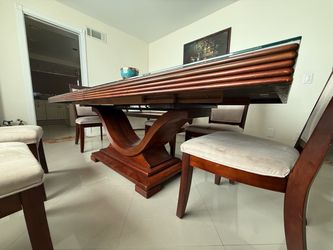 Dining table with glass top