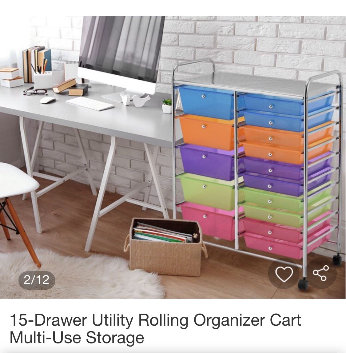 New 15 Drawer Rolling Orginizer Cart
