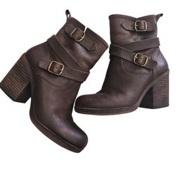 Lucky Brand Heeled  Orenzo Moto Boot Brown Size 7