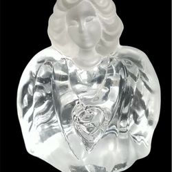 Vintage Fenton Art Glass Guardian Angel Clear and Frosted 3.5" 