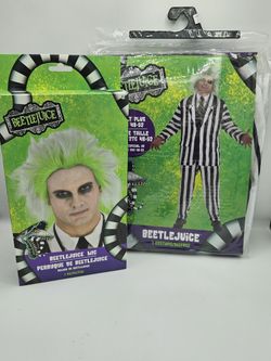 New Beetlejuice Adult Costume - Wig Included - 2XL - Halloween Cosplay