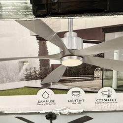 FANIMATION- Kwint 52 in LED Outdoor Ceiling Fan In Brshed Nickel - 5 Blades