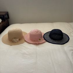 Set of 3 Adorable Girls' Straw Sun Hats - Perfect for Summer!