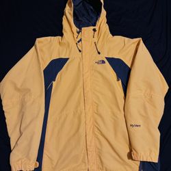 Vintage The North Face Jacket Mens Large Blue Gray HyVent Hooded Rain Shell