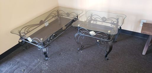 2 Wrought Iron Coffee Tables With Glass Tops
