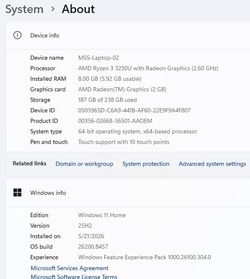 HP 15” Touchscreen Laptop 256GB w Ryzen 3 & 8 GB of RAM