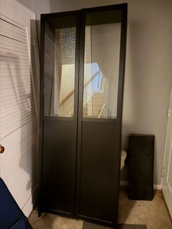 IKEA Billy Bookcase Glass Doors Dark Brown