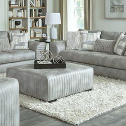 Smooth Smoke Gray Sofa And Loveseat! 
