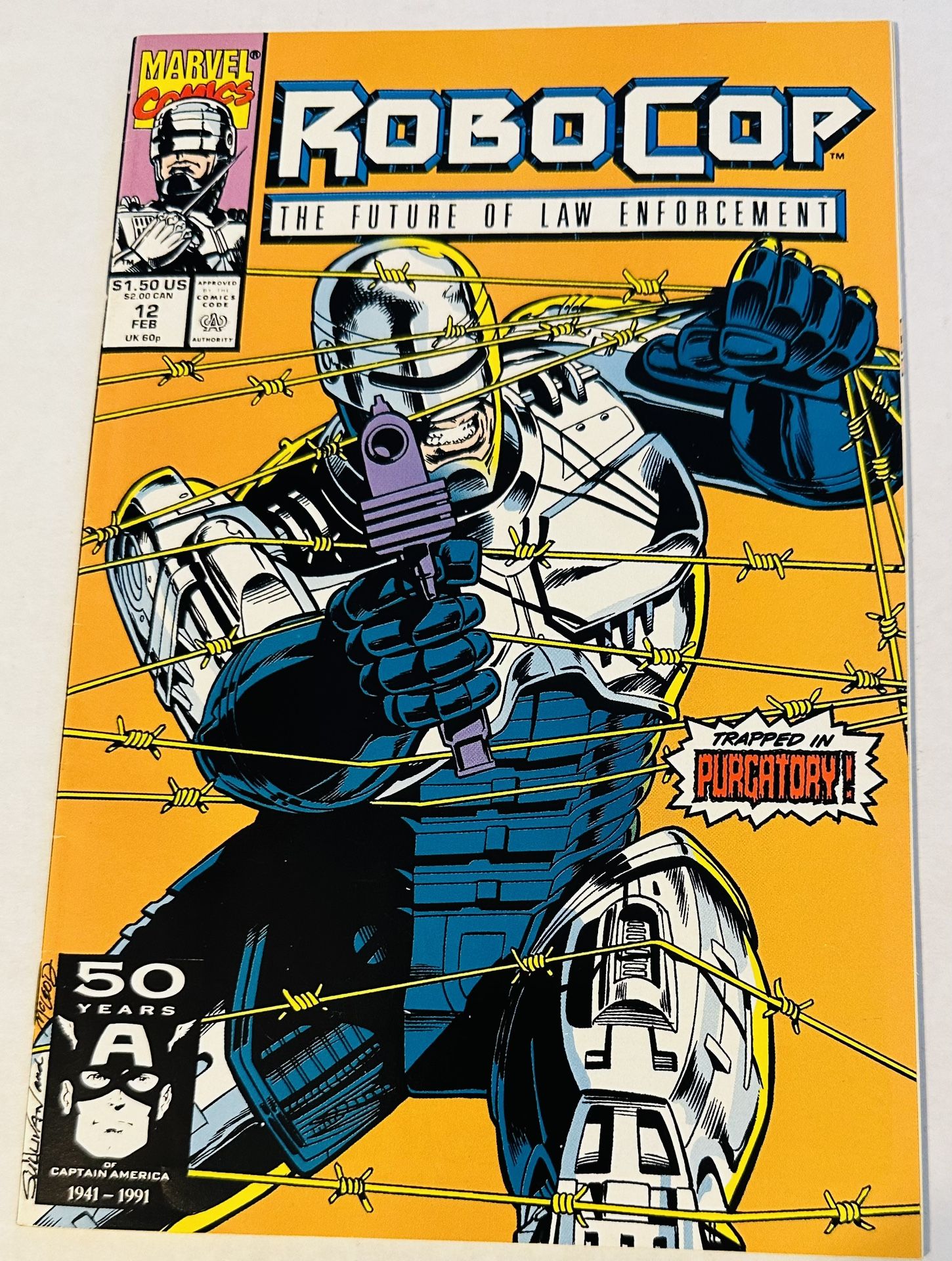 MARVEL COMICS ROBOCOP FEB 12 “TRAPPED IN PURGATORY” ENCLOSED IN AN ACID FREE REINFORCED ENVELOPE