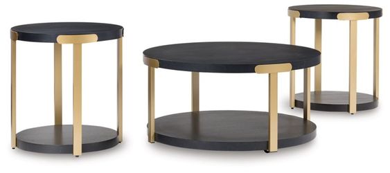 Wood Gold 3pc Table Set 