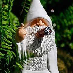 Middle Finger Figurine Decorations, Naughty Smoking Wizard Gnome, 5.9 Inch , Garden Statue Outdoor, Funny Figurine for Lawn Yard Balcony Porch Patio H