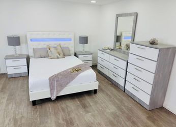 6-Piece Queen Bedroom Set – Available in Black, White, and Gray