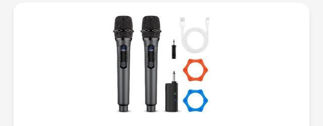 Wireless Microphone,Professional Dual Handheld Cordless Dynamic Mic System with Rechargeable Receiver,Plug & Play,Compatible with karaoke machines and