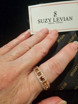 New Suzy Levian Sterling Rose Gold Plated CZ Ring (A92)