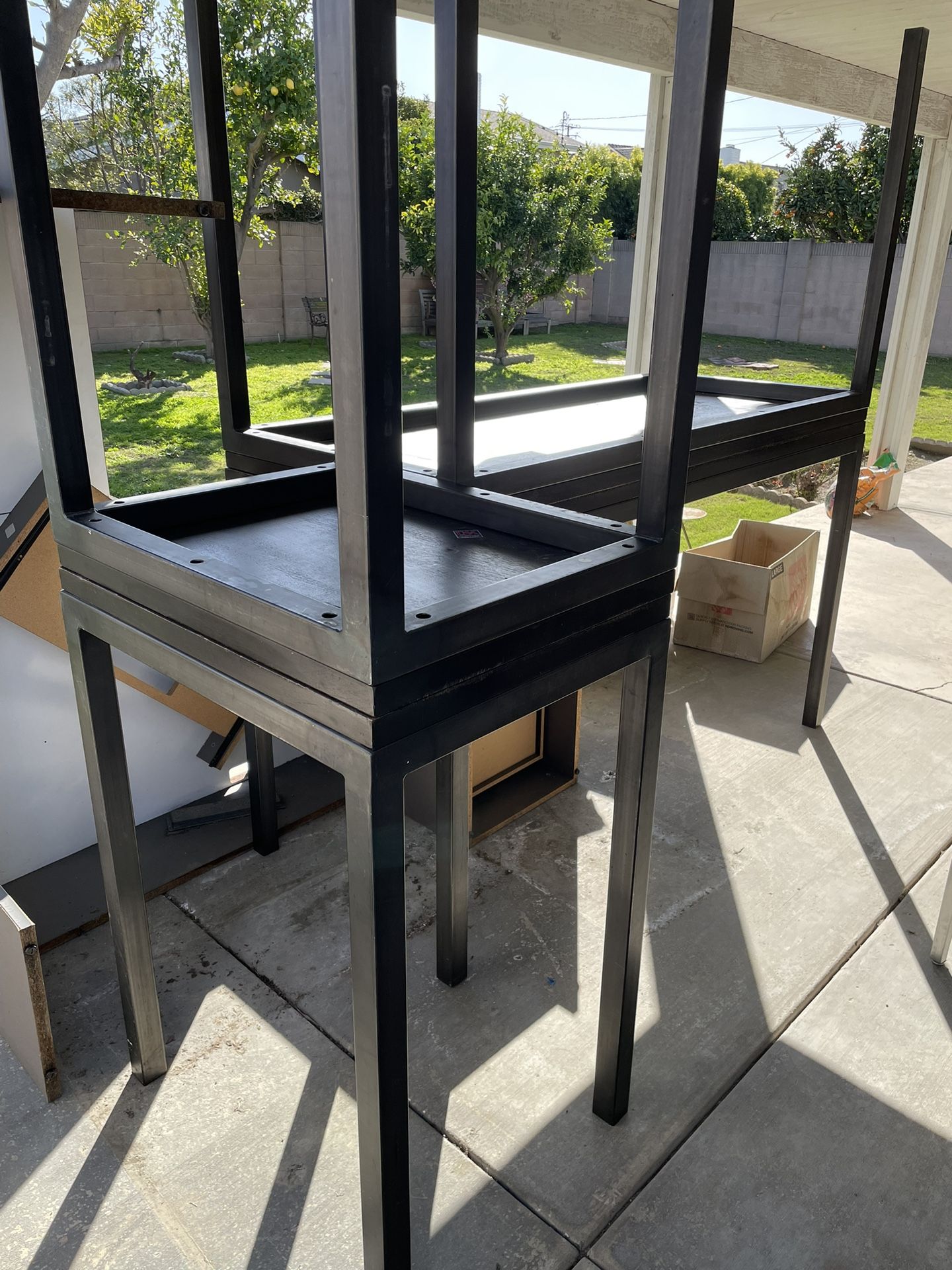 Custom Steel Base Bar Height Tables Table With John Boos Butcher Block Wood Tops (8 Tables Total) See Description