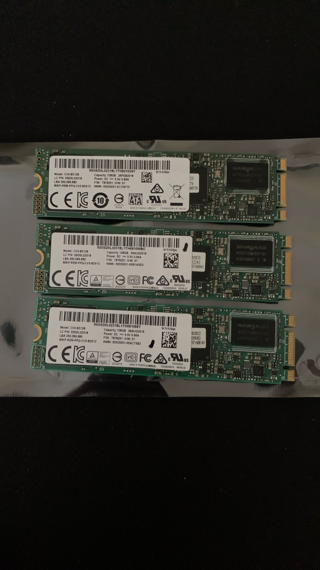 Lot Of 3 128 GB M2 SSD (Sata)