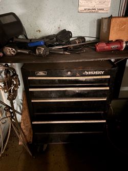 Set of Husky tool box with random tools inside