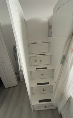 White Twin/Full  Step bunk bed & Trundle