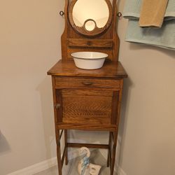 Antique Shaving Chest Solid Wood 