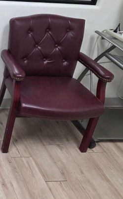 2 mahogany leather office chairs