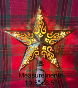 Lighted Gold Star Christmas Tree Topper.