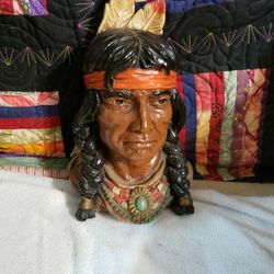 Vintage 1966 BookEnd Indian Chief Bust UNIVERSAL STATUARY Corp Chicago #320

