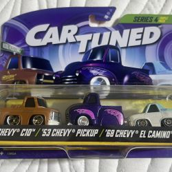 Car Tuned Series 4 Die Cast Triple Pack. '87 C10, '53 Pickup, '68 El Camino