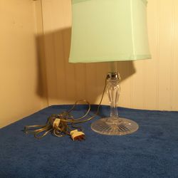 Vintage Gilbert Rohde Glass Lamp With A Mint Green Cloth Shade . On The Rotary Switch On The Lamp Reads: Gilbert- Pat No. - Und Lab Inc. List