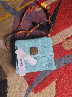 Dooney & Bourke Pebble Grain Gingy / Ginny Flap Crossbody - Sky Blue