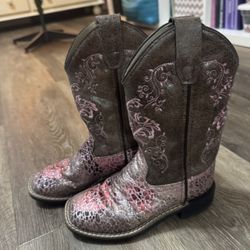 Girls Pink/brown Cowgirl Boots 