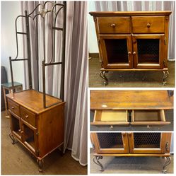 Microwave Stand Table. Rustic Accent Table. Bakers Rack. (Missing shelves) Free to ask, I reply 
