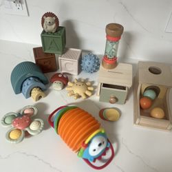 baby montessori/educational toy bundle (itzy ritzy, skip hop, carter’s)