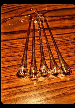 Gold Glitter Iridescent Teardrop Christmas Ornaments – Set of 5