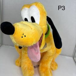 Disney Store PLUTO Yellow Stuffed Animal Plush Toy Green If Lost 