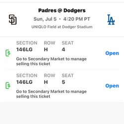 July 5th - DODGER TICKETS