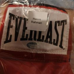Autographed Boxing Glove By Hasim Rahman And Autographed Robert Shaw Football Jersey With Beckett COA And JSA