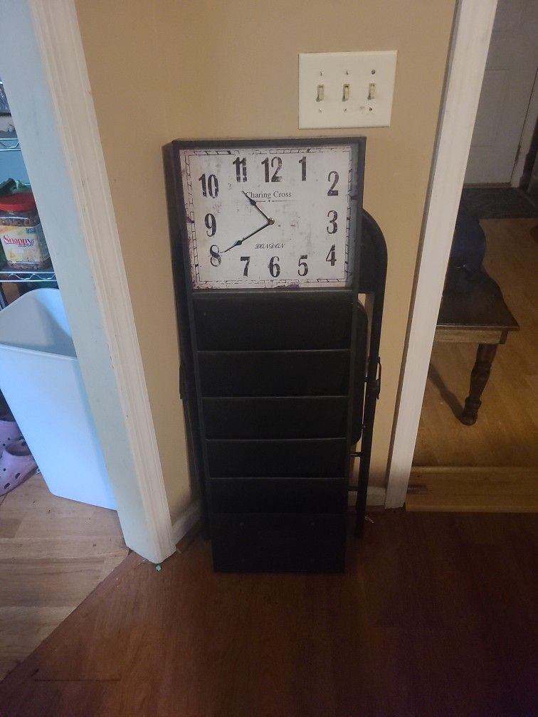 Clock With Magazine Rack