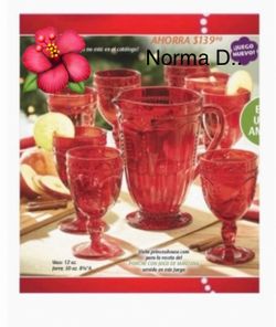 Set de jarra y 8 copas con pedestal rojo nuevas en sus cajas 🌺 princess house 🌺